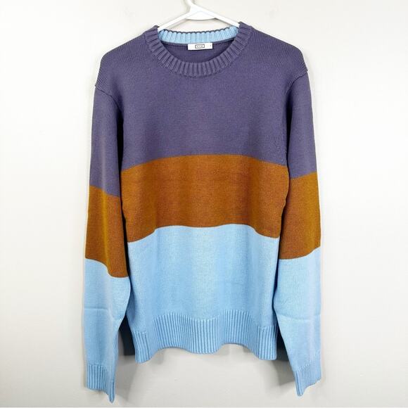 AYR The Yachty Sweater Mens Large Colorblock Merino Wool Cotton Pullover NEW - Picture 1 of 7